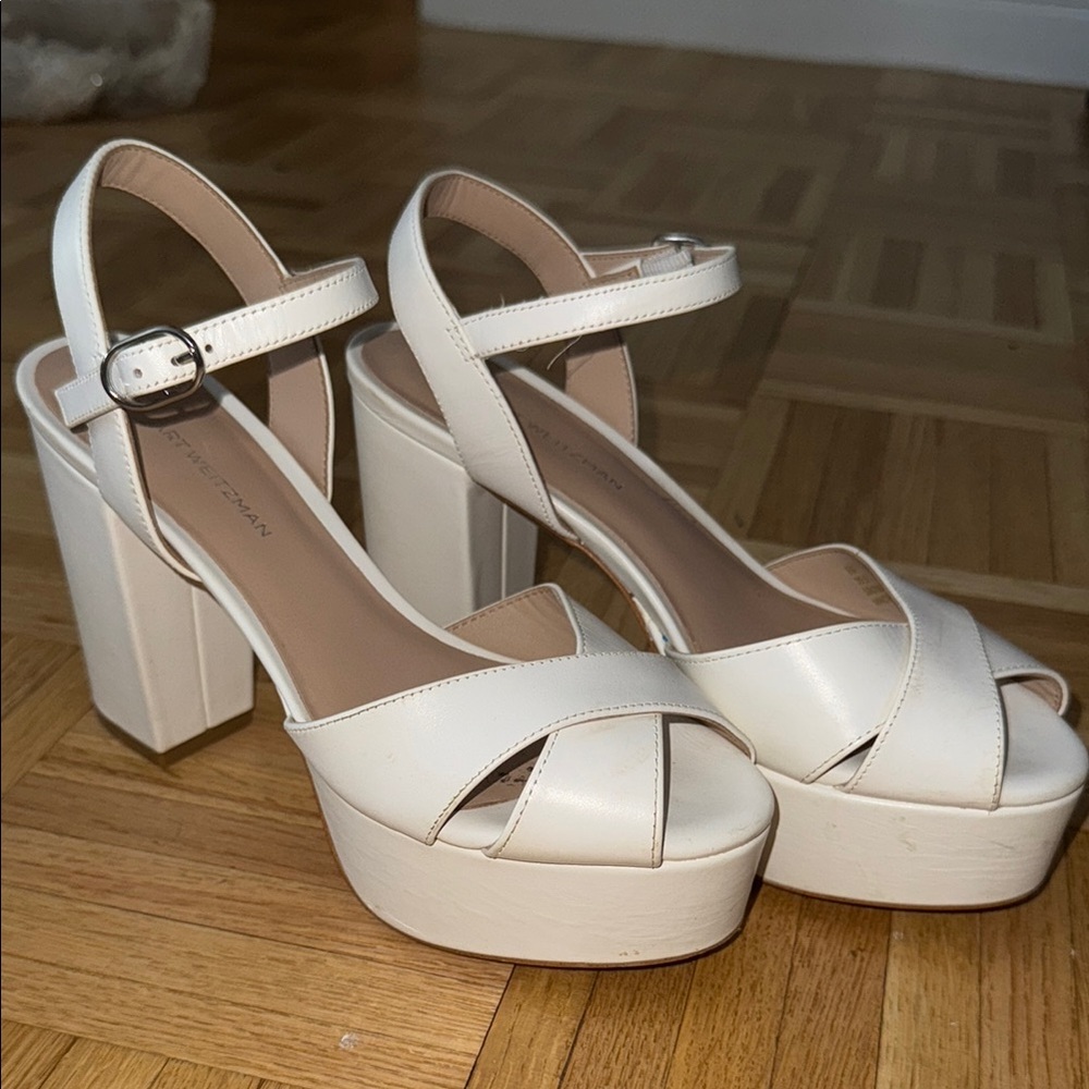 Stuart Weitzman Women's White Platform Sandals Size 5